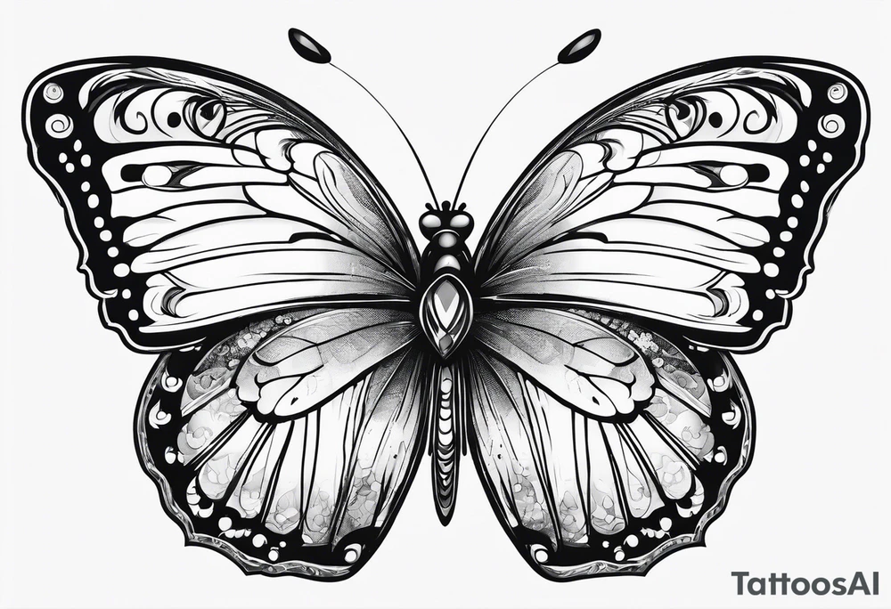 Butterfly but with portrait on 1 wing tattoo idea