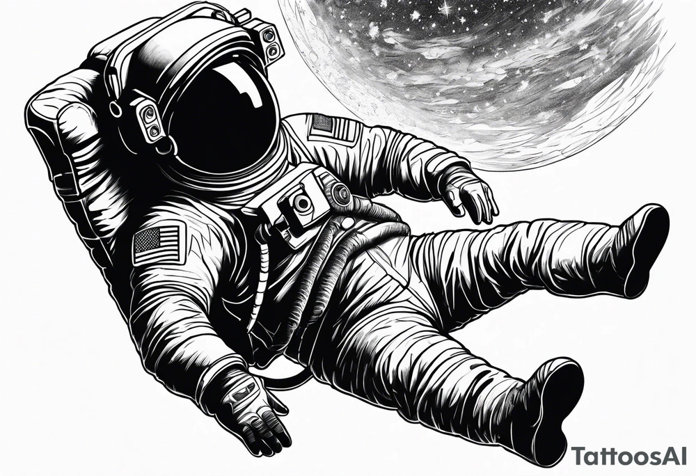 Astronaut reaching hand out to space tattoo idea
