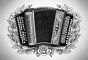 Accordion on a burnt paper tattoo idea