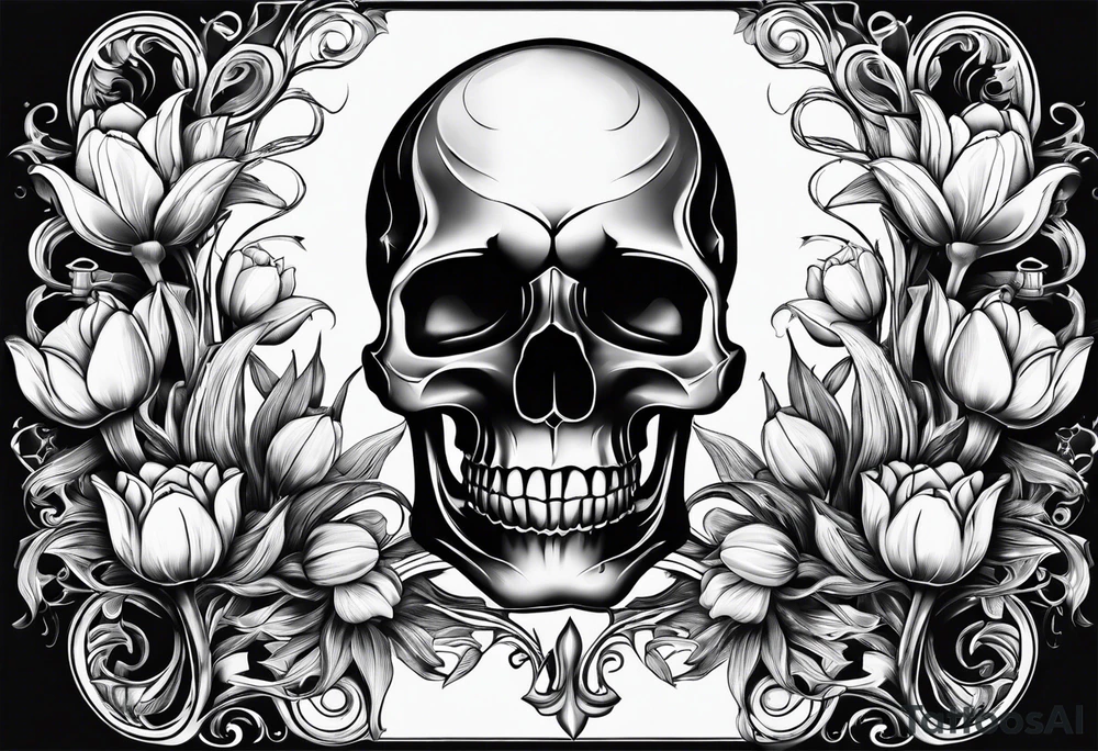Tulip, Skull, hourglass all separate pieces tattoo idea