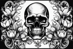 Tulip, Skull, hourglass all separate pieces tattoo idea