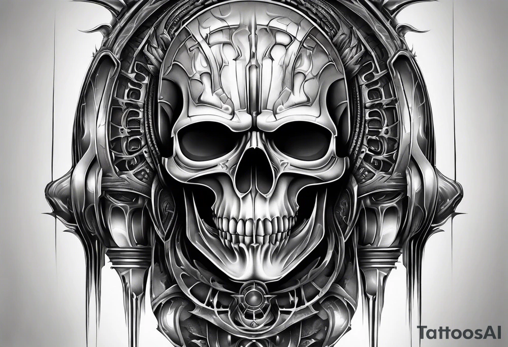 H.R Giger Skull knee tattoo idea