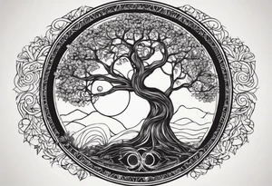 Tree with round symbol at the nottom tattoo idea