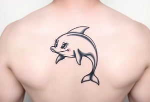 Cartoon dolphin with a mischievous face tattoo idea