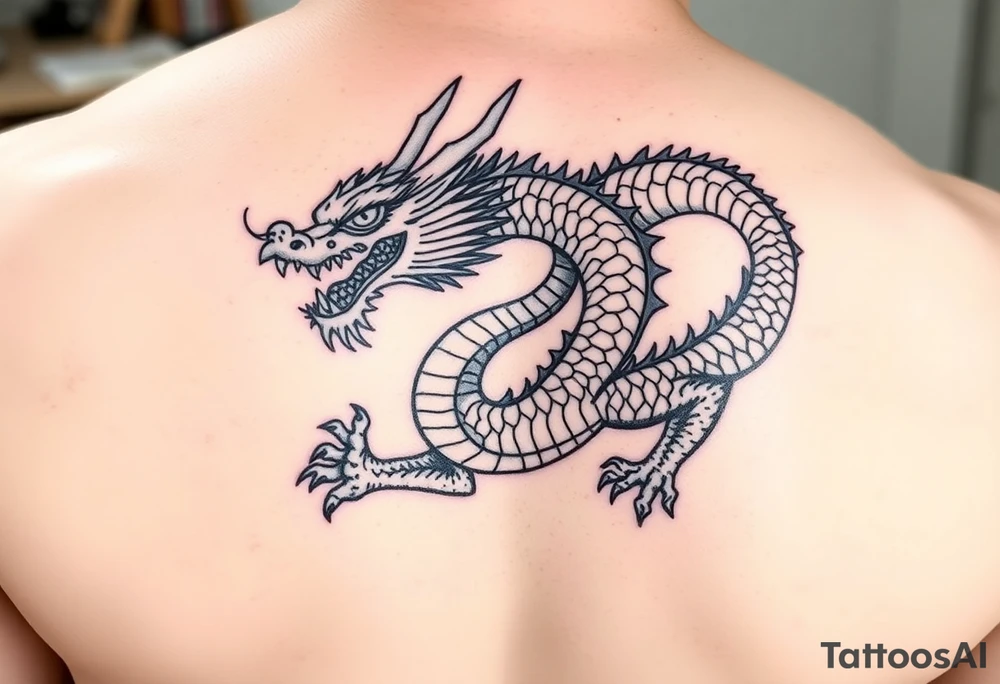 powerful dragon with Chinese style themed on details tattoo idea
