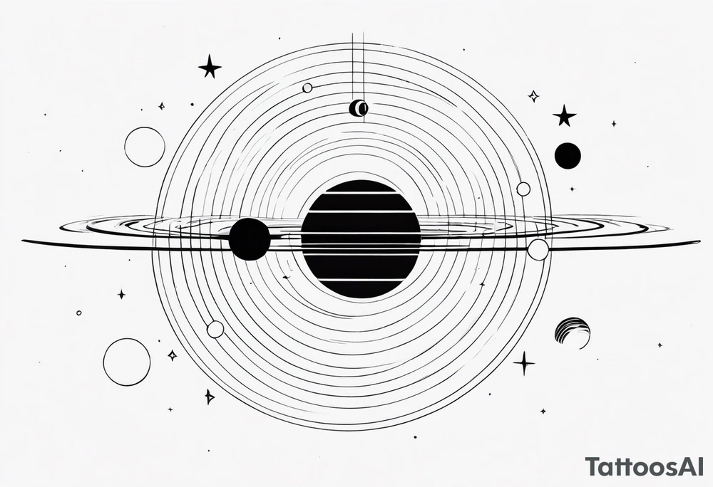 Solar system in straight vertical line in order from sun tattoo idea