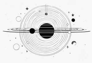 Solar system in straight vertical line in order from sun tattoo idea