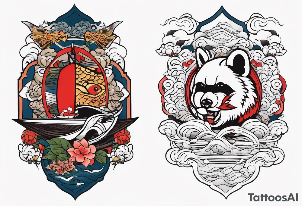 Japanese heritage in a sleeve format tattoo idea