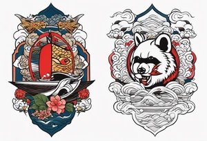 Japanese heritage in a sleeve format tattoo idea