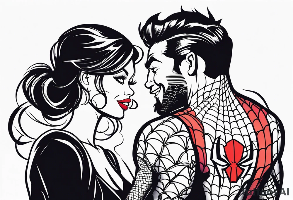 Couple tattoo with Venom and Spider-man tattoo idea