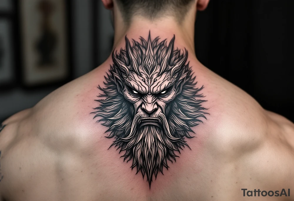 powerful majestic poseidon tattoo idea