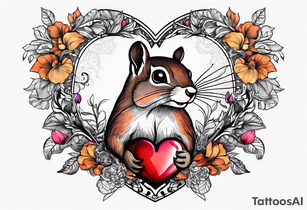 Heart with squirrel tattoo idea