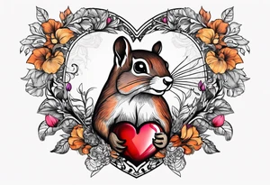Heart with squirrel tattoo idea