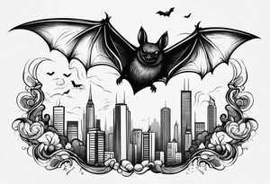 tall skinny bat minimal detail tattoo idea