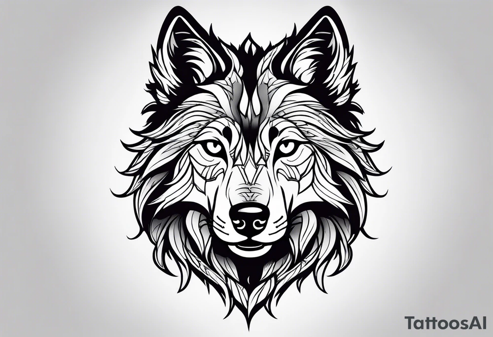 Wolf face tattoo idea