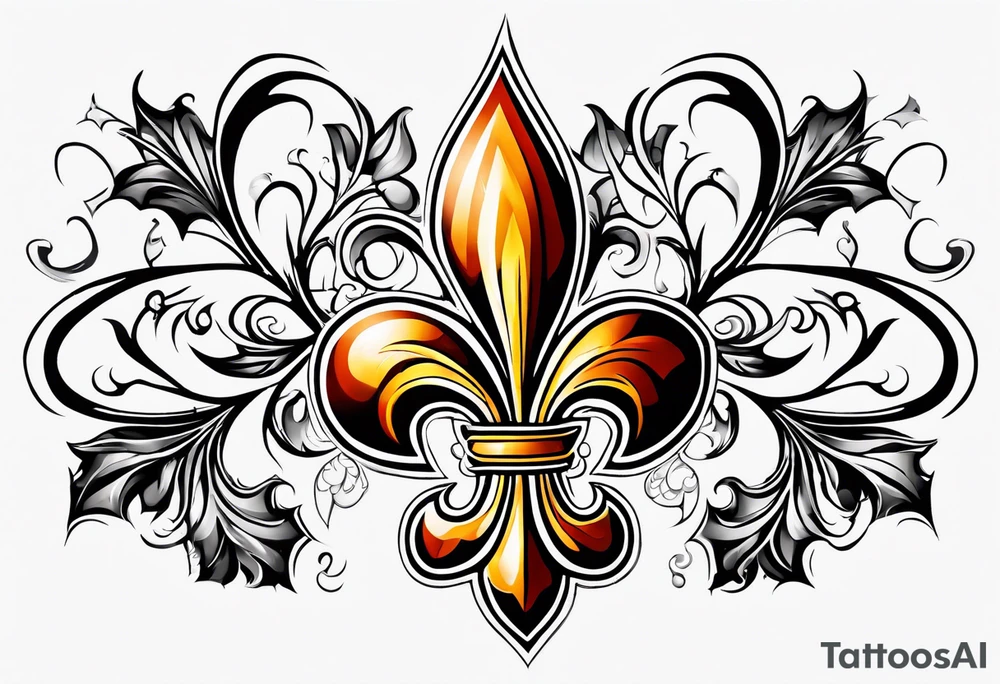 Fleur de lys celtique en flamme tattoo idea