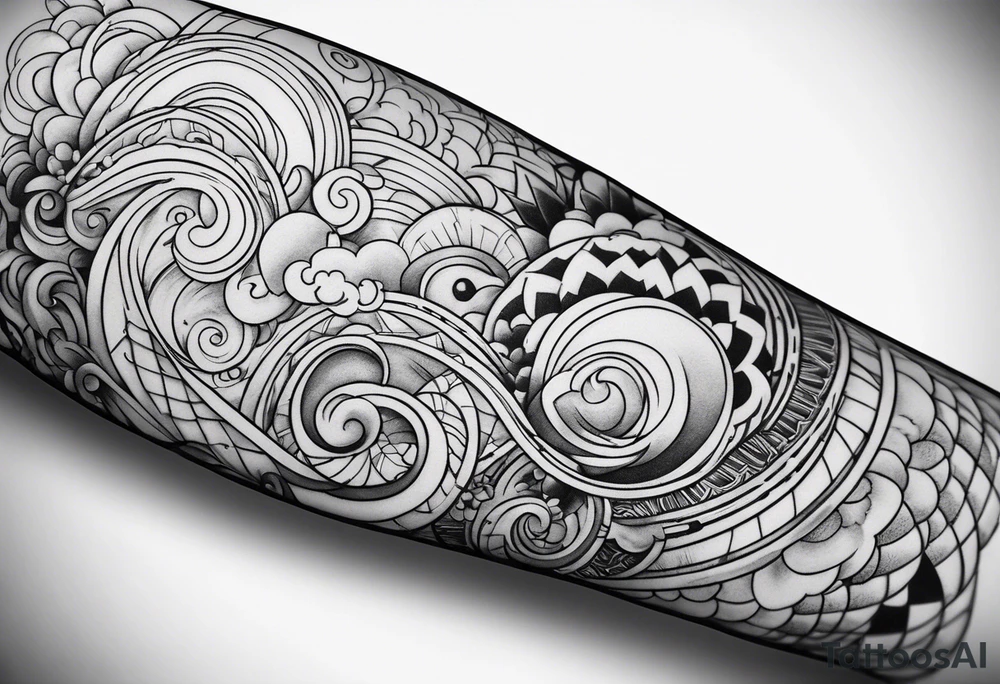 sleeve with clouds tattoo idea