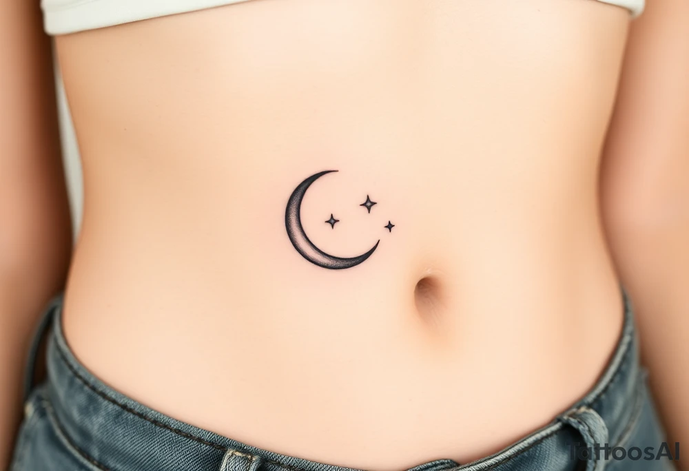 Very small crescent moon with stars. Shade the crescent moon tattoo idea Very small crescent moon with stars. Shade the crescent moon tattoo idea