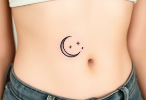 Very small crescent moon with stars. Shade the crescent moon tattoo idea
