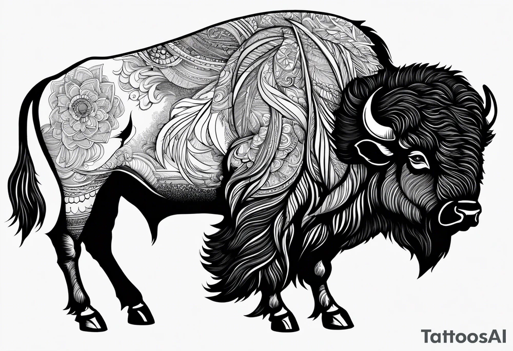 fine line bison doodle - white background, clean background, no skin tattoo idea fine line bison doodle - white background, clean background, no skin tattoo idea