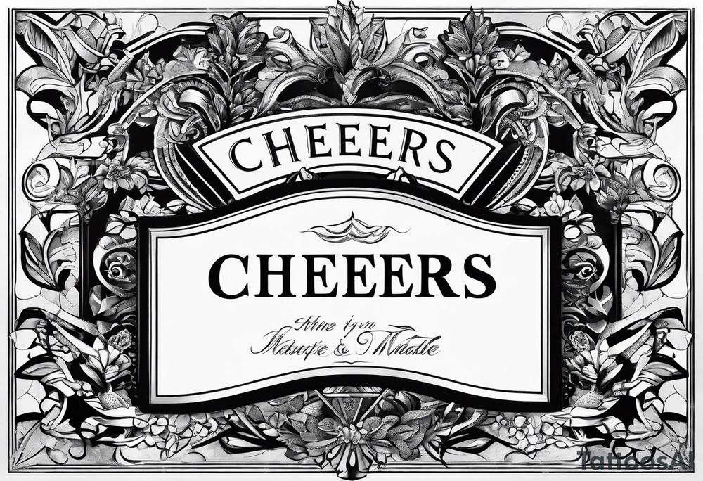 Cheers Mate text, armband +Cancer Ribbon +flat cap tattoo idea