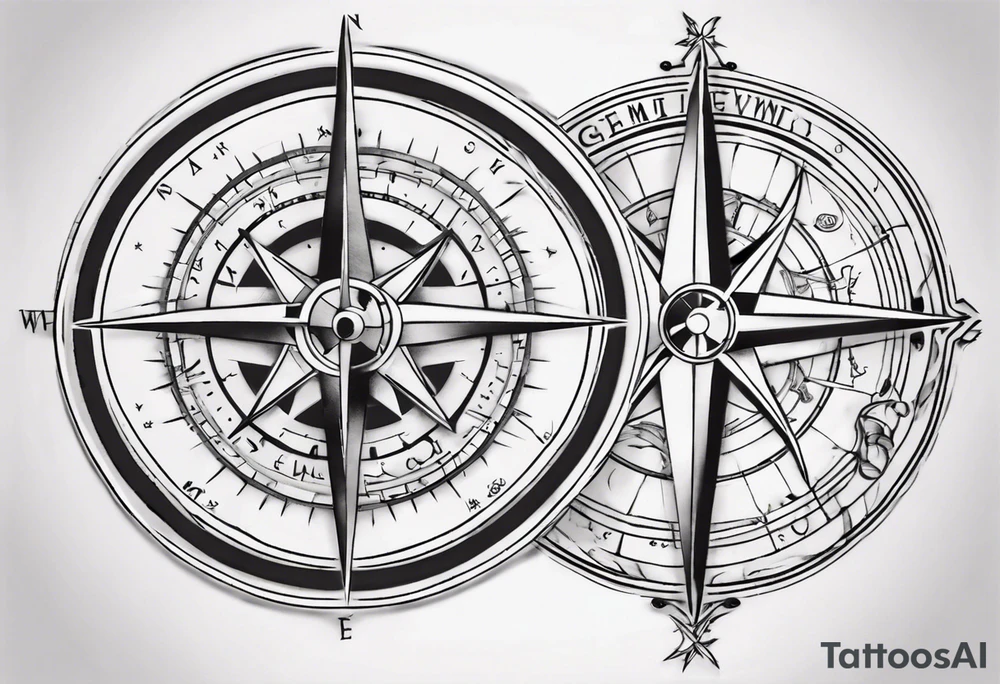 Gemini and compass tattoo idea
