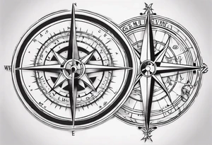 Gemini and compass tattoo idea