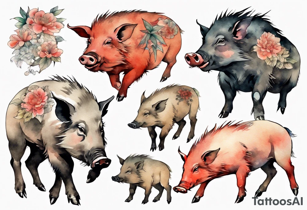 an elderly boar tattoo idea
