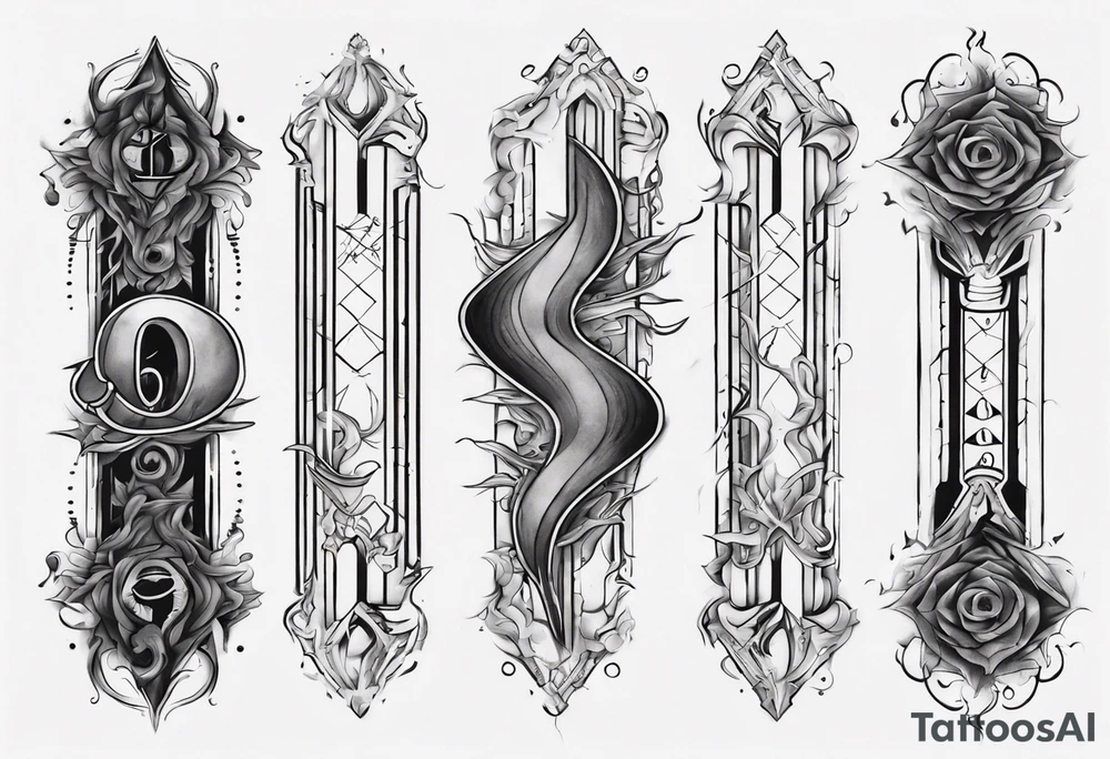 number 9 right side up and upside down connected tattoo black and grey on inside forearm 9:16 aspect ratio tattoo idea