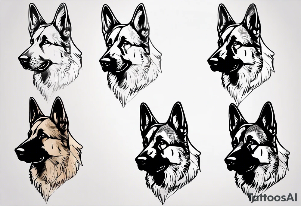 German shepherd side profile tattoo idea