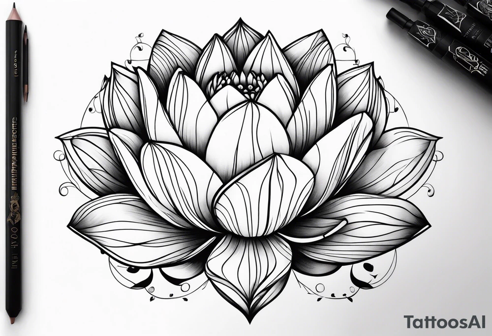 lotus and tulip combined tattoo idea
