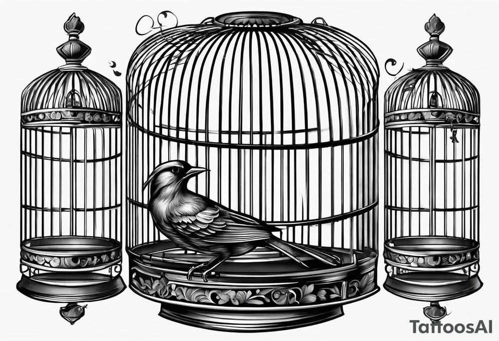 Empty bird cage tattoo idea