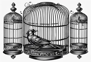 Empty bird cage tattoo idea