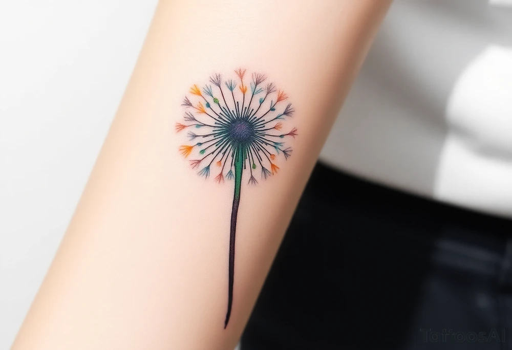 Dandelion realistic with shadows tattoo idea