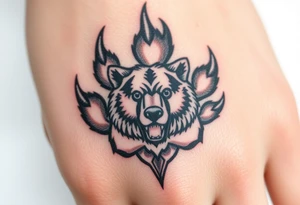 Bears paw with bear face in the middle tattoo idea