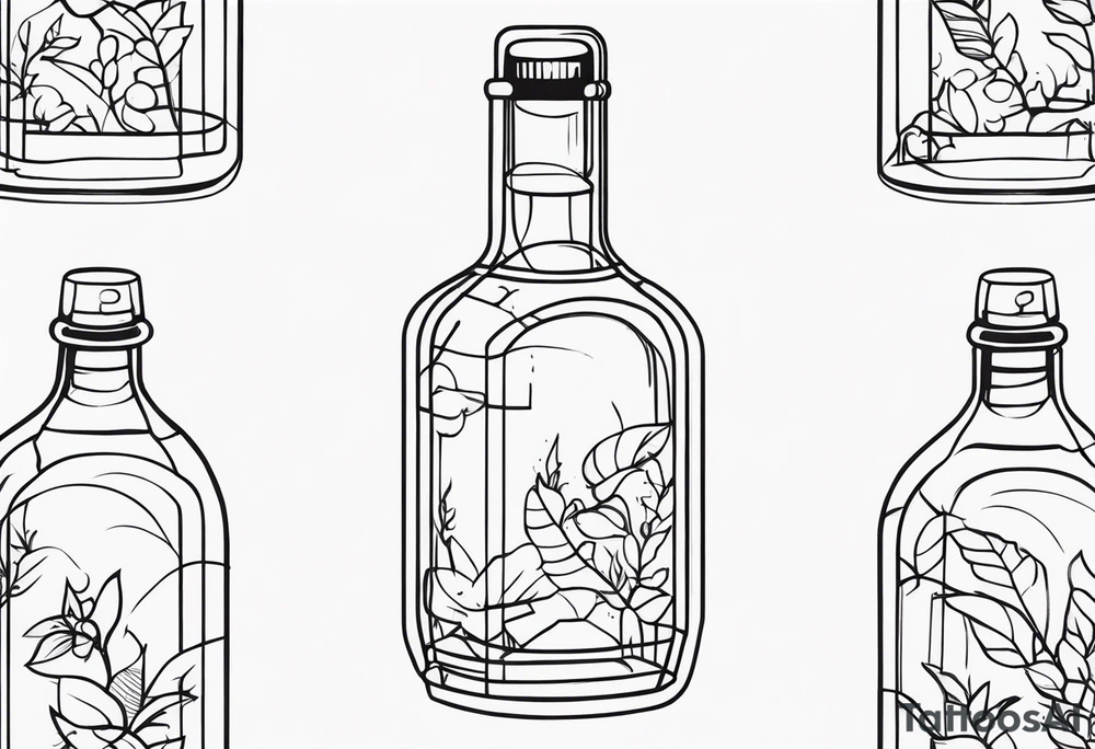 PERSON TRAPPED IN BOTTLE tattoo idea