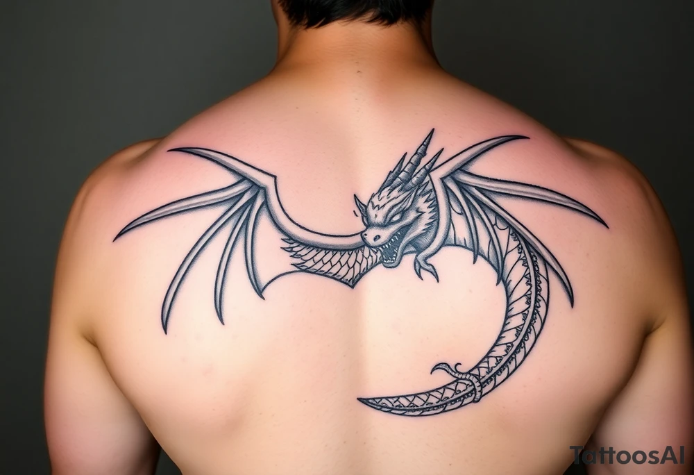 Dragão etéreo, narrativo, nascendo da magia do livro tattoo idea