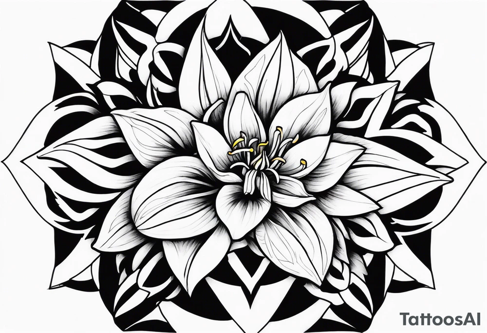 Geometric Fire Lily tattoo idea