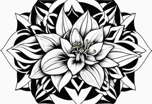 Geometric Fire Lily tattoo idea