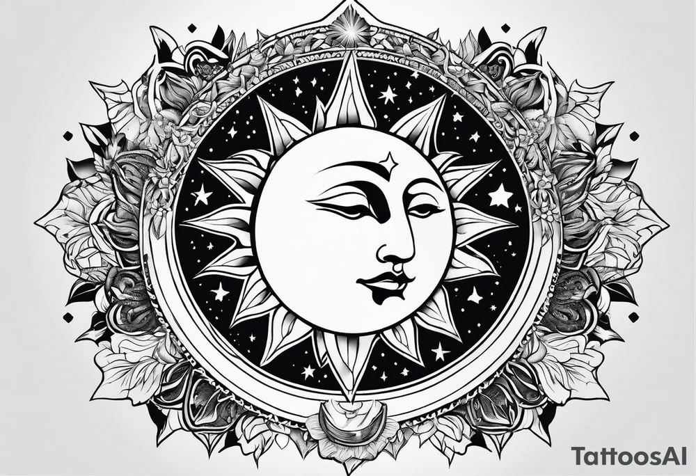Sun moon and stars tattoo idea
