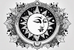 Sun moon and stars tattoo idea