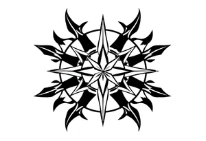 Simple Double layered compass rose tattoo idea