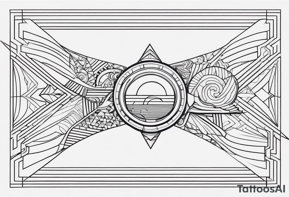 Futuristic bold line tattoo for leg tattoo idea