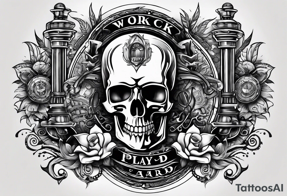 I want a tattoo containing the following two words "work hard" and "play hard". tattoo idea