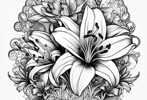 Vintage gear with lily flower. tattoo idea