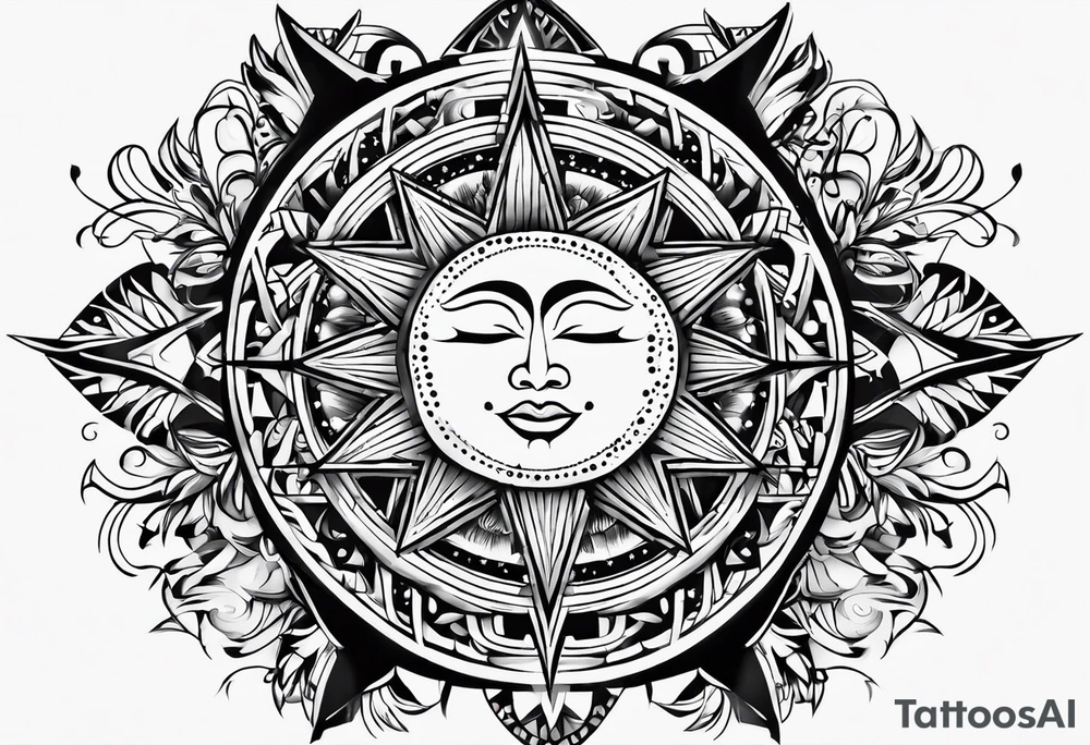 3 stars and a sun tattoo idea
