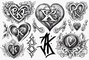 through thick and thin with a heart and the letters A and K tattoo idea