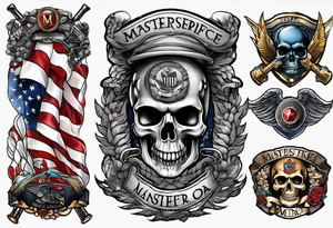 Marine Corps and American arm sleeve with memorial tattoo idea
