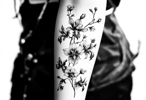 on forearm with Irises flowers, cherry blossom tattoo idea