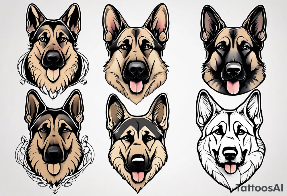 German Shepherd portrait tattoo idea